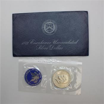1972-S Uncirculated Eisenhower Silver Clad Dollar With COA