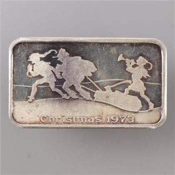 1973 Fine Silver 1 Oz Christmas Bar