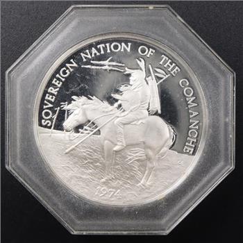 1974 Fine Silver Sovereign Nation Of The Comanche 24.7g Round
