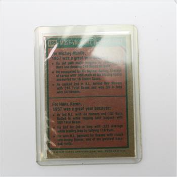 1975 Topps 1957 MVP Mickey Mantle & Hank Aaron 25th Anniversary Baseball Card