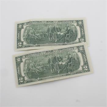 1976 US Federal Reserve Note 2 Dollars, 2 Pieces