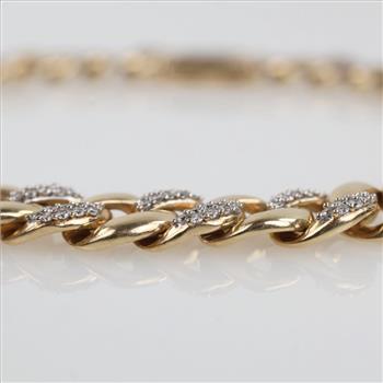 1.97cts TW Diamond 10kt Gold Curb Link Bracelet-Evaluated By Our Certified Gemologist - AGS / GIA