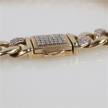 1.97cts TW Diamond 10kt Gold Curb Link Bracelet-Evaluated By Our Certified Gemologist - AGS / GIA