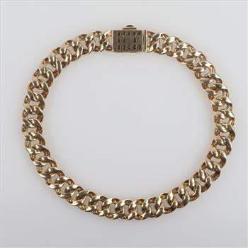 1.97cts TW Diamond 10kt Gold Curb Link Bracelet-Evaluated By Our Certified Gemologist - AGS / GIA