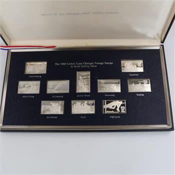 1980 US Olympic Postage Stamps In Sterling Silver