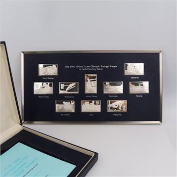 1980 US Olympic Postage Stamps In Sterling Silver