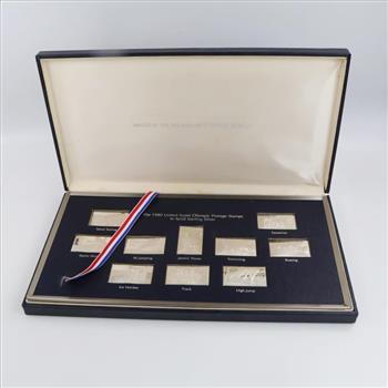 1980 US Olympic Postage Stamps In Sterling Silver