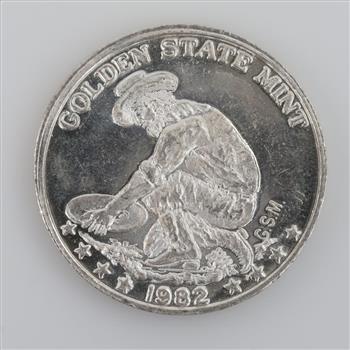 1982 Fine Silver Golden State Mint 1 Troy Oz Round