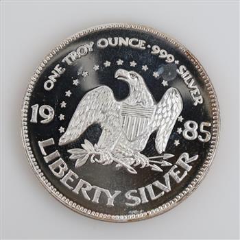 1985 Fine Silver A-Mark Liberty 1 Troy Oz Round
