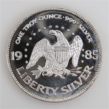 1985 Fine Silver A-Mark Liberty 1 Troy Oz Round