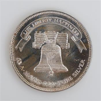 1985 Fine Silver A-Mark Liberty 1 Troy Oz Round