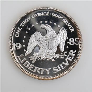 1985 Liberty Silver Fine Silver Round 1 Troy Oz