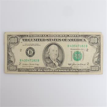 1985 US Federal Reserve Note 100 Dollar Bill