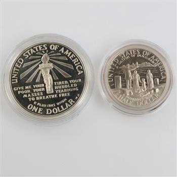 1986 Statue Of Liberty Commemorative Coin Set, Including Silver