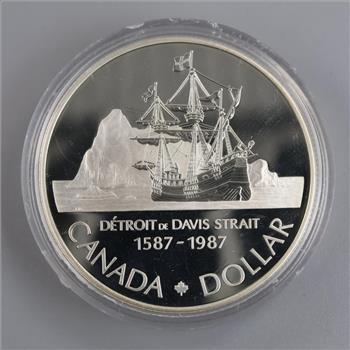 1987 Elizabeth II Davis Strait Commemorative Silver Proof Dollar