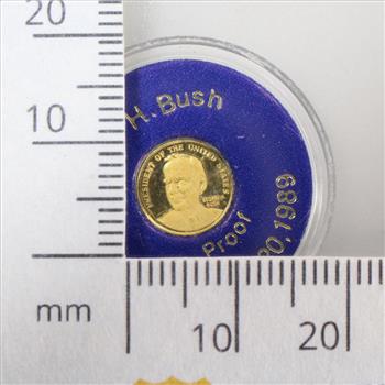 1989 24k Gold George H Bush Miniature Coin