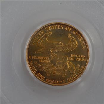 1990 American Eagle 1/10oz Fine Gold $5 Coin