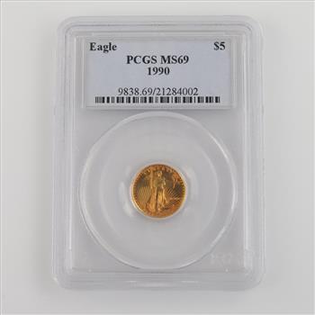 1990 American Eagle 1/10oz Fine Gold $5 Coin