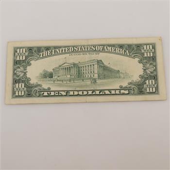 1990 Federal Reserve Note, 10 Dollar Bill