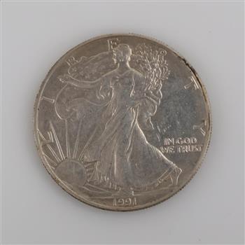 1991 US American Eagle Fine Silver Dollar 1oz