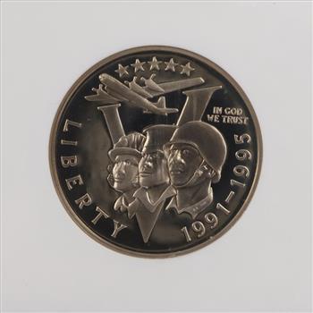 1991-1995 PF69 WWII 50th Anniversary Half Dollar NGC Ultra Cameo