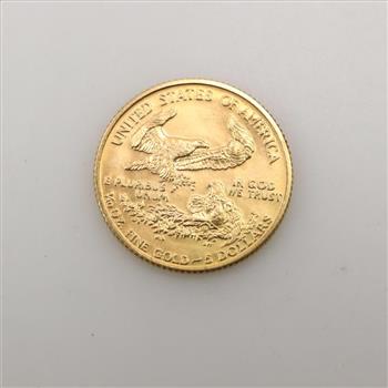 1992 American Gold Eagle 5 Dollar 1/10oz Fine Gold Coin