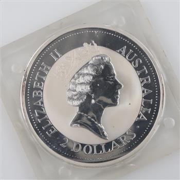 1992 Australian Kookaburra Fine Silver 2oz 2 Dollar Coin