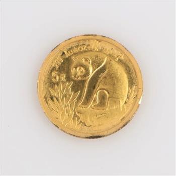 1993 Panda 5 Yuan Fine Gold 1/20oz Coin