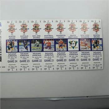 1993-1994 Florida Panthers Season Tickets Booklet