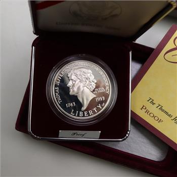 1993-S US Thomas Jefferson 250th Anniversary Silver Proof Dollar