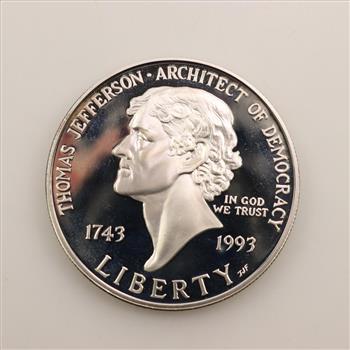 1993-S US Thomas Jefferson 250th Anniversary Silver Proof Dollar