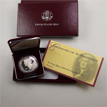 1993-S US Thomas Jefferson 250th Anniversary Silver Proof Dollar
