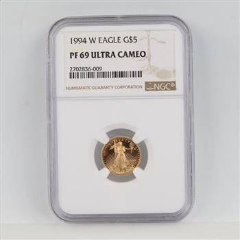 1994-W PF69 Ultra Cameo American Gold Eagle $5 NGC Graded