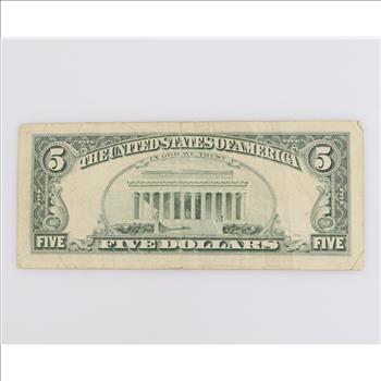 1995 US Federal Reserve Note 5 Dollars