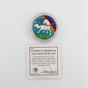 1997 Chinese Colorized Fine Silver 10 Yuan W/COA