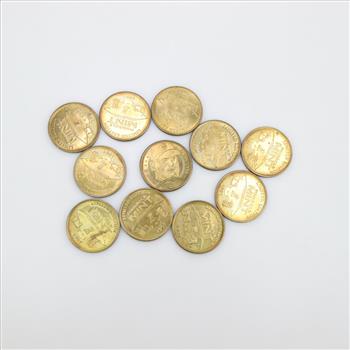 1997 Pinnacle Mint Collection Brass Tokens, 11 Pieces