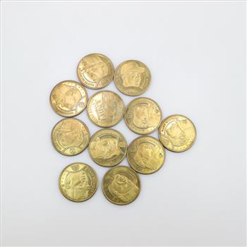 1997 Pinnacle Mint Collection Brass Tokens, 11 Pieces