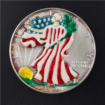 1999 American Eagle Fine Silver Dollar 1oz Custom Hand Painted