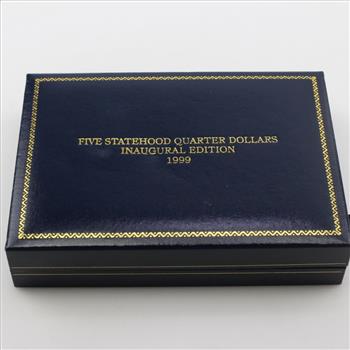 1999 Colorized Statehood Quarters, 5 Coins - Inaugural Edition With COA