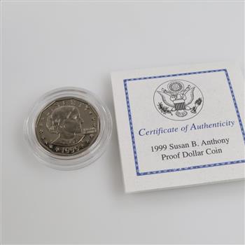 1999 Susan B. Anthony Proof Dollar W/ COA