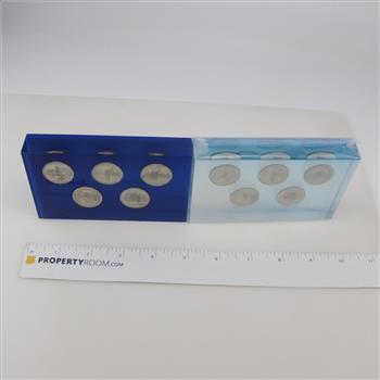 1999 US Mint Statehood Quarters In Acrylic, 2 Displays