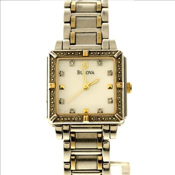 BULOVA Swiss Quartz Watch With 0.15ctw Diamond Accents