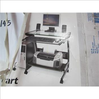 Pewter Glass Computer Cart