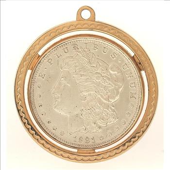 1921 Morgan Silver Dollar In Coin Bezel Pendant