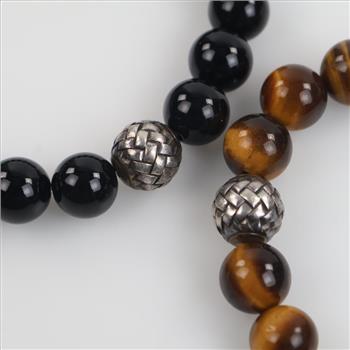 2 Beaded Bracelets Sterling Silver Accent Beads