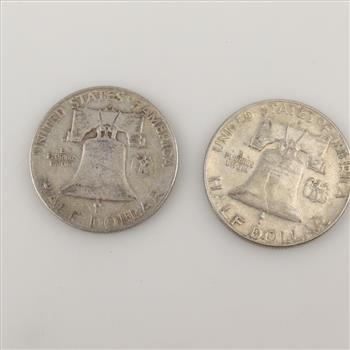 2 Franklin Silver Half Dollars