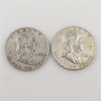2 Franklin Silver Half Dollars