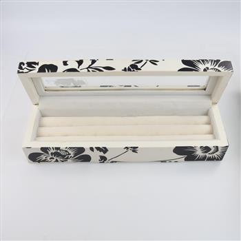 2 Glass Jewelry Display Boxes, Silhouette Floral Pattern