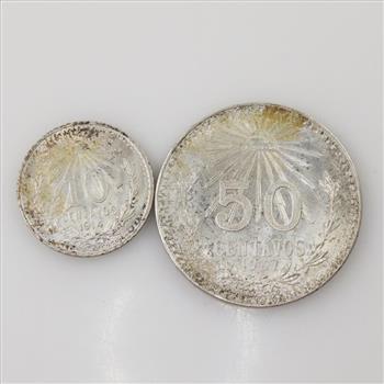 2 Mexican Silver Coins