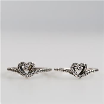 2 Pandora Sterling Silver Rings
